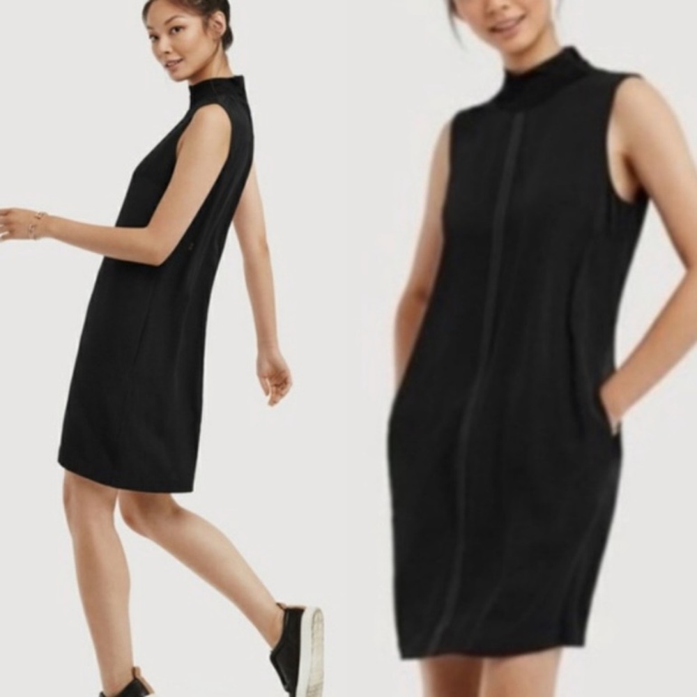 KIT & ACE Ryder Sleeveless Silk Mock Neck Mod Dress in Black Size 2